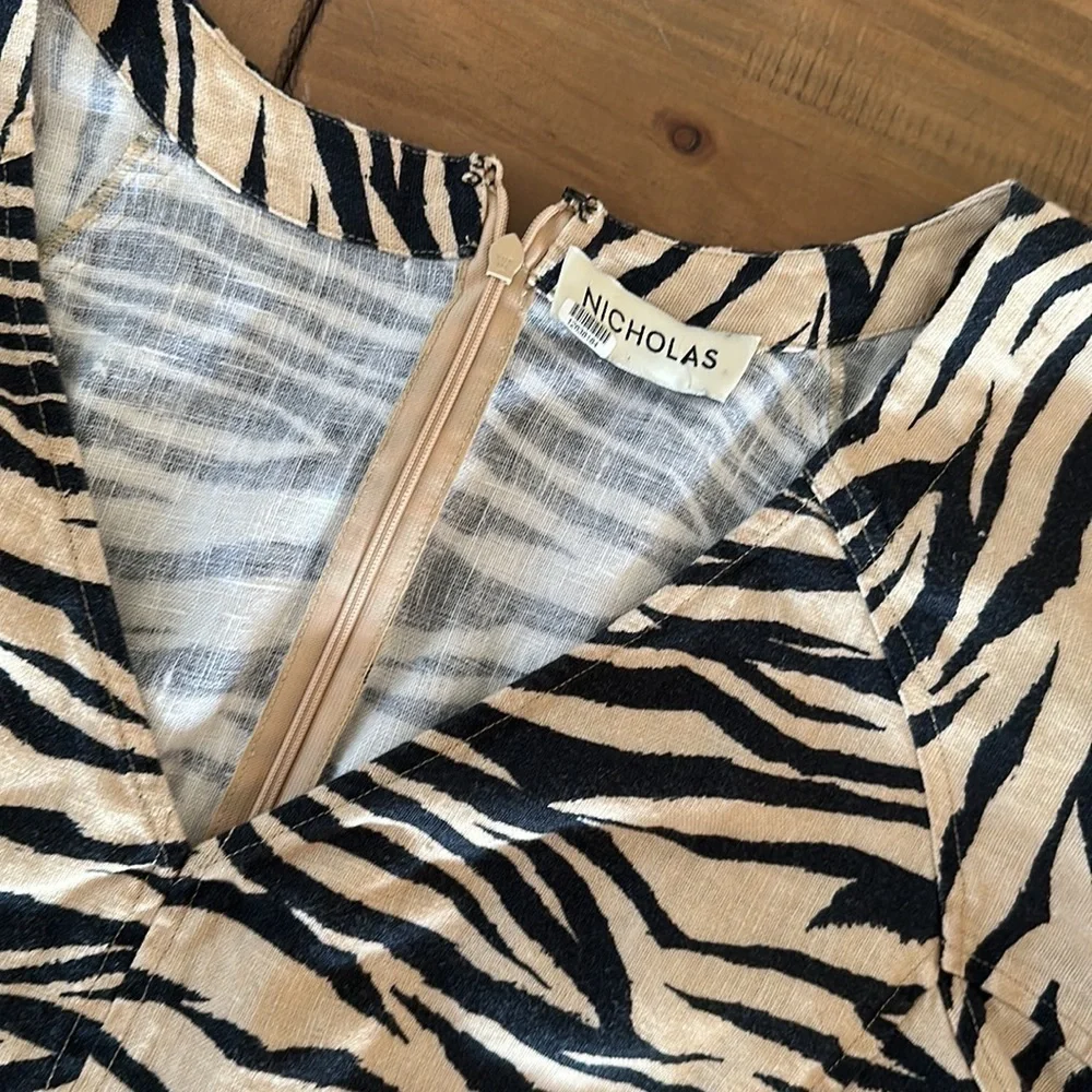 Nicholas Linen Zebra Mini Dress